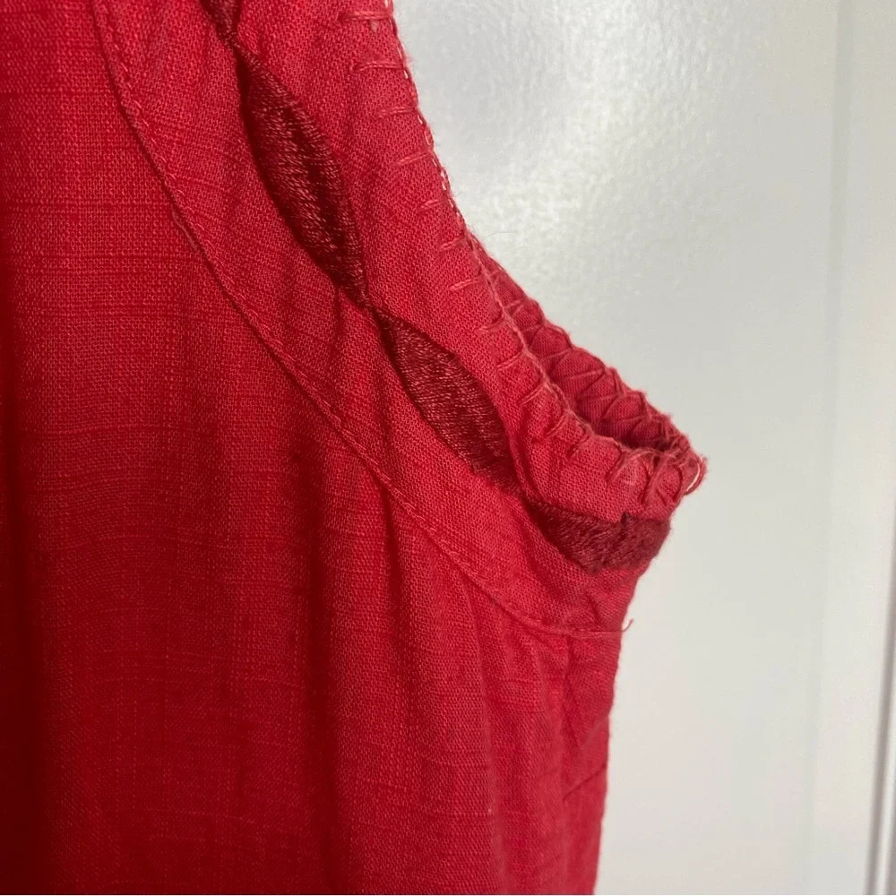 Free People Birds Of A Feather Coral Red Embroidered Sleveless Mini Dres… - Picture 13 of 16